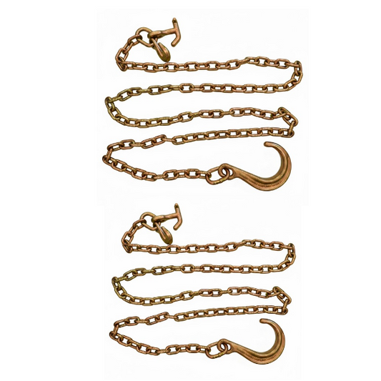 5/16" x 10' Tow Chain, 8" J Hook — Pair, G70